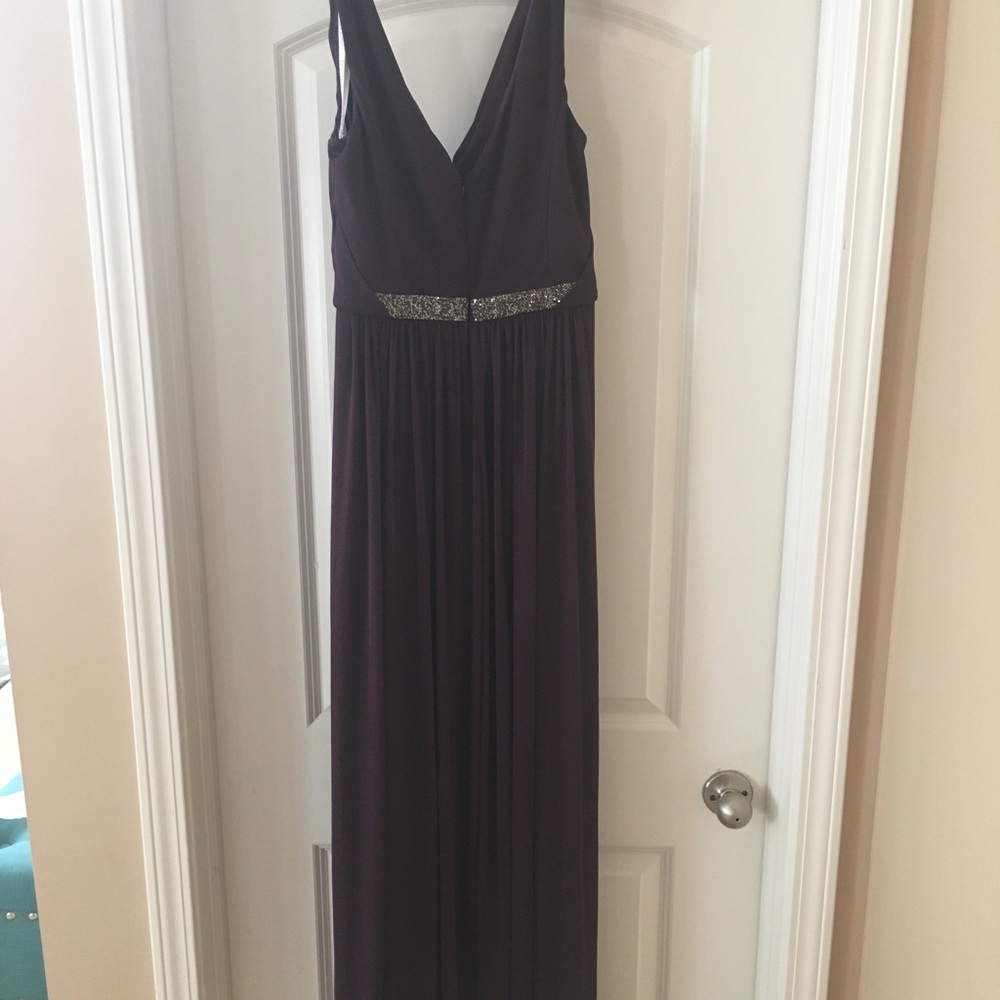 Gently used purple David’s bridal bridesmaid gown